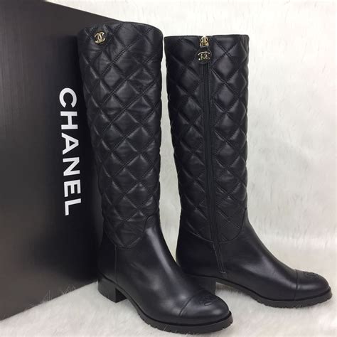 biker chain boots chanel|knee high chanel boots.